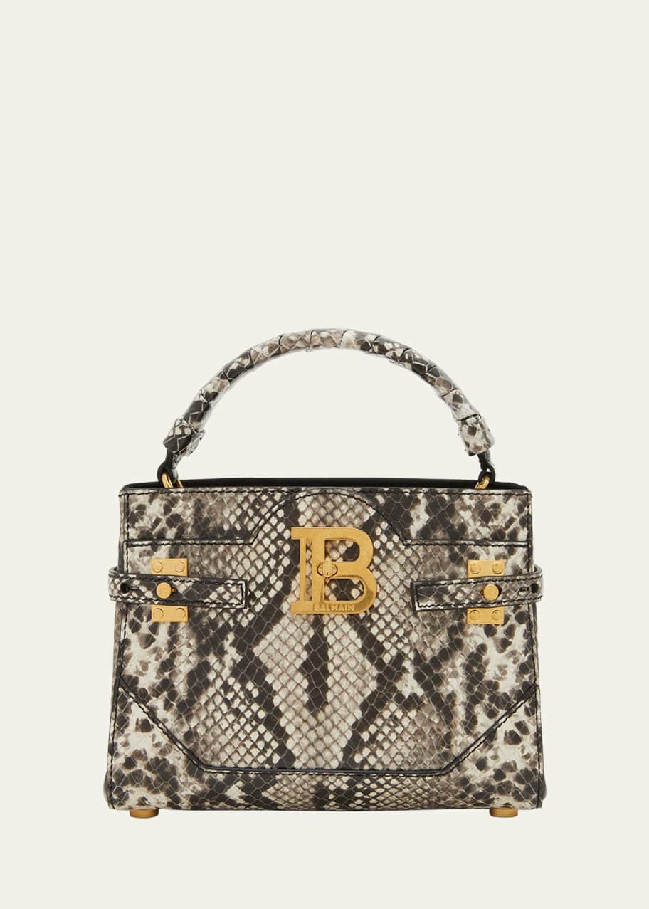 Balmain BBuzz 22 Top-Handle Bag in Python-Embossed Leather