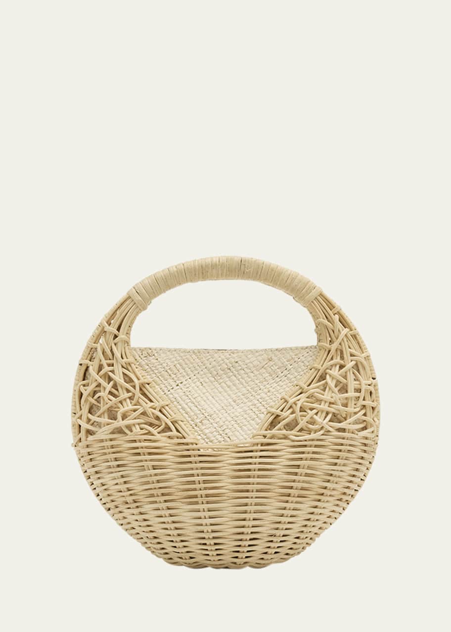 Image 1 of 1: Sea Shell Straw Basket Top-Handle Bag