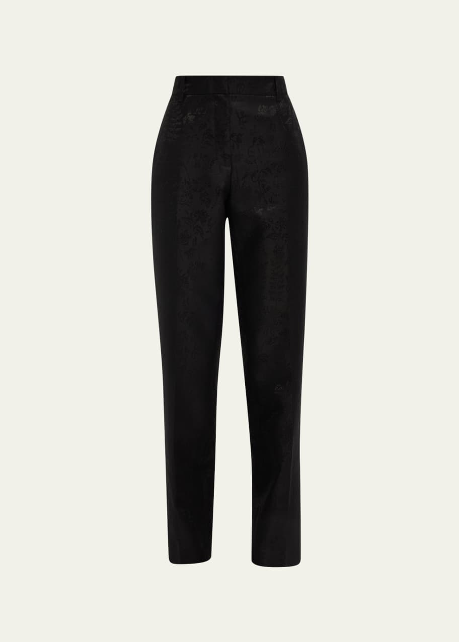 Image 1 of 1: Clinton Cropped Floral-Print Straight-Leg Pants
