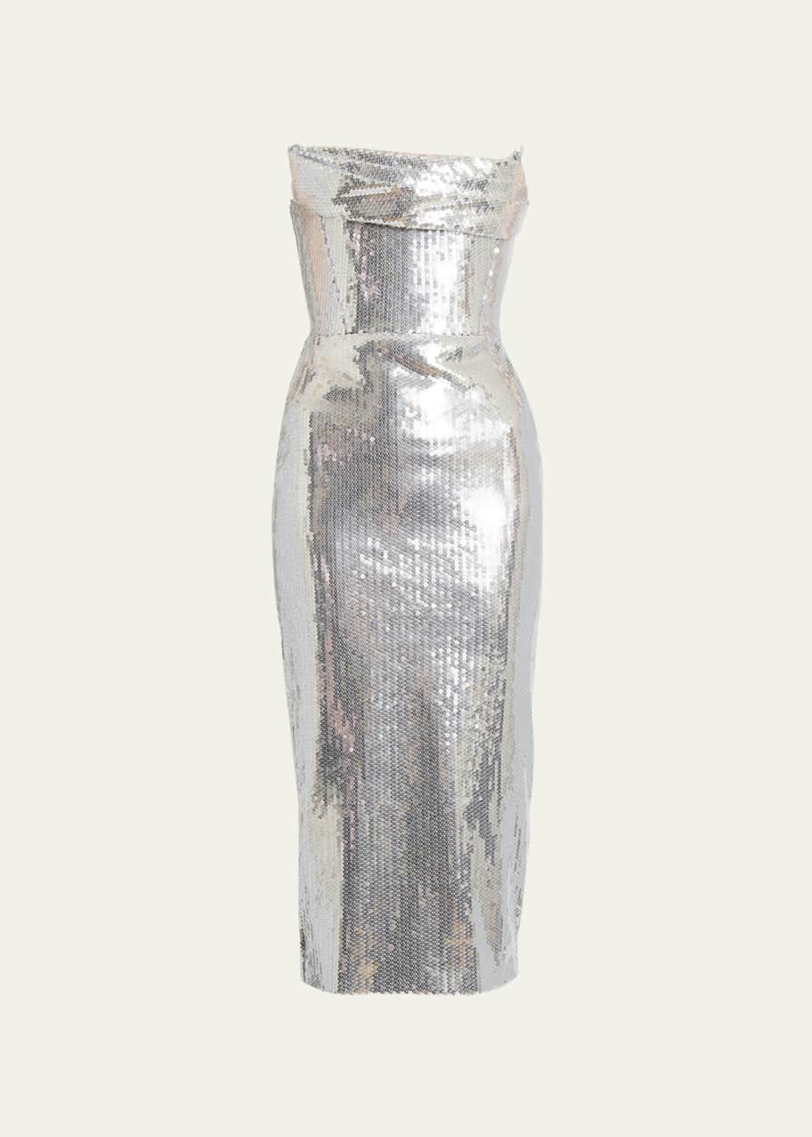Alex Perry Sequin Curved Strapless Sheath Dress - Bergdorf Goodman