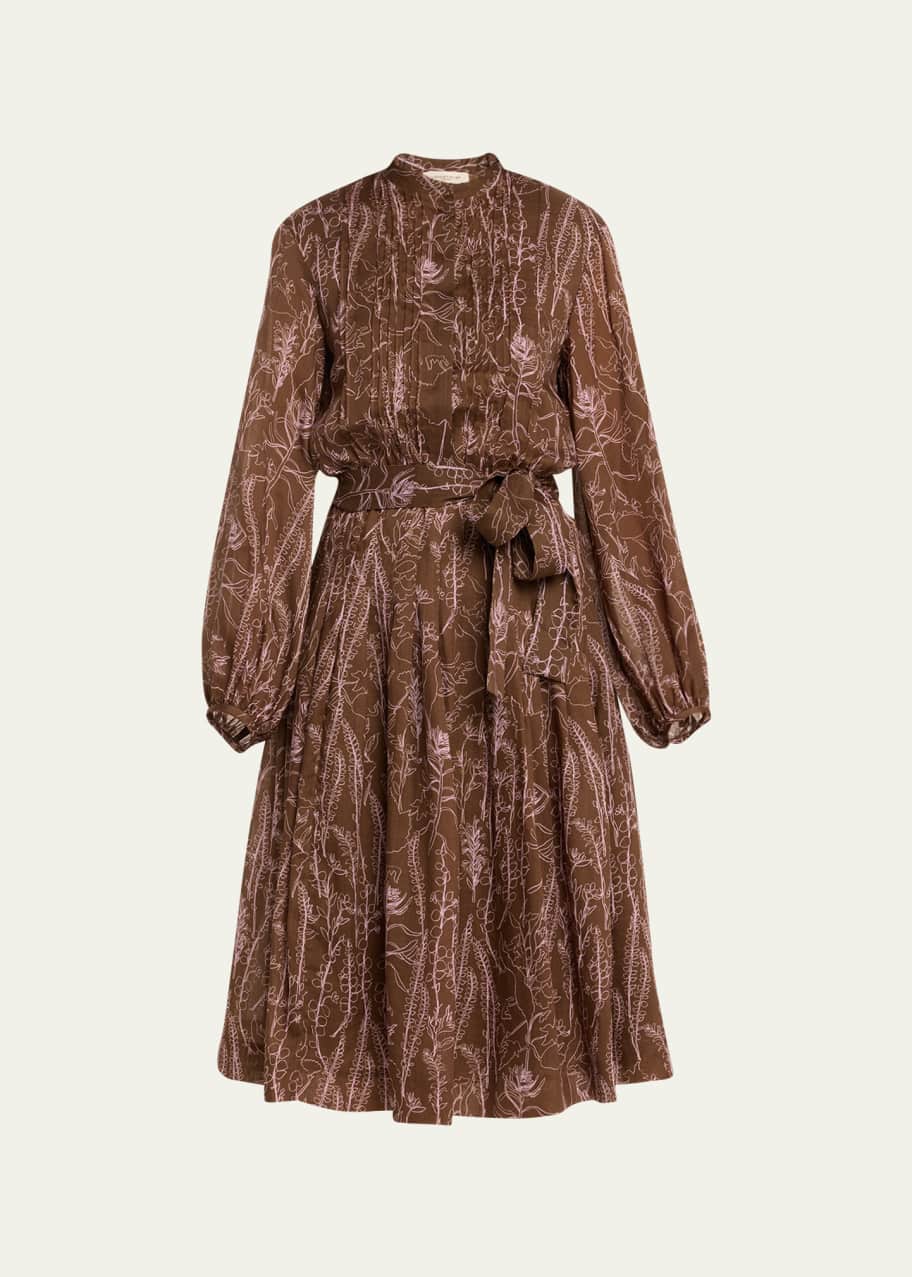 Lafayette 148 New York Pleated Floral Print Pintuck Midi Dress Bergdorf Goodman