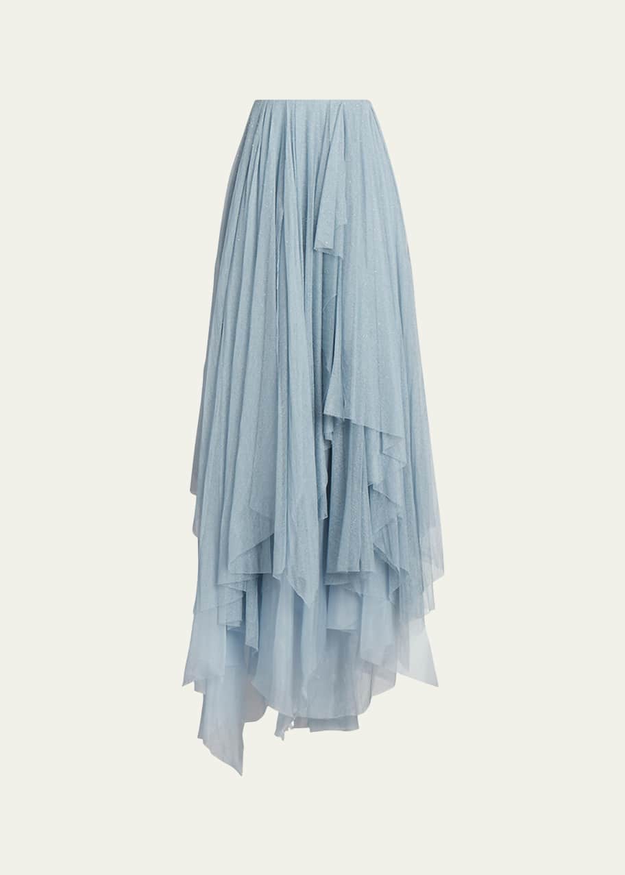 Image 1 of 1: Alvey Layered Metallic Tulle Maxi Skirt