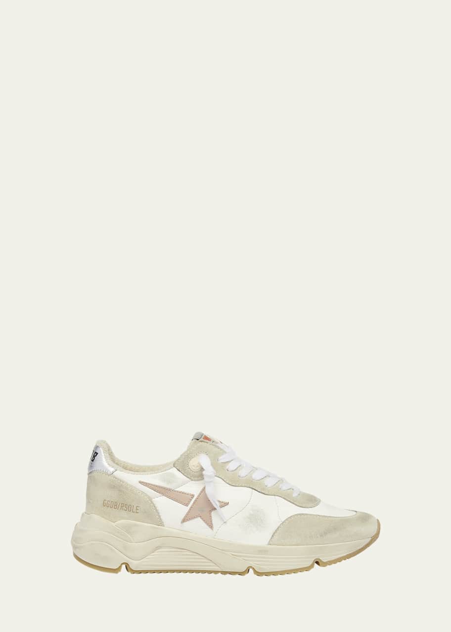 Image 1 of 1: Running Sole Mixed Leather Sneakers