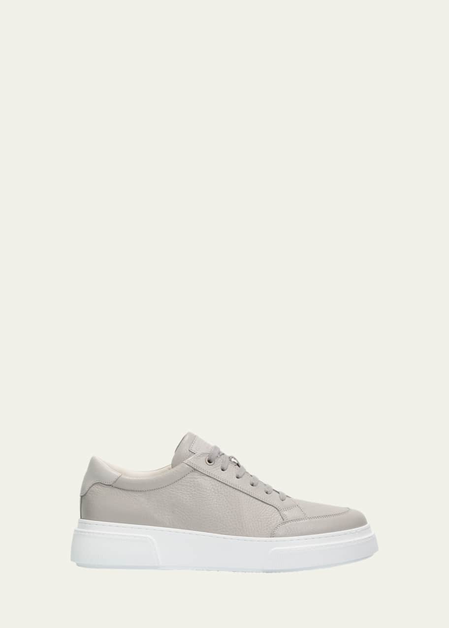 Image 1 of 1: Men's Deerskin Leather Low-Top Sneakers