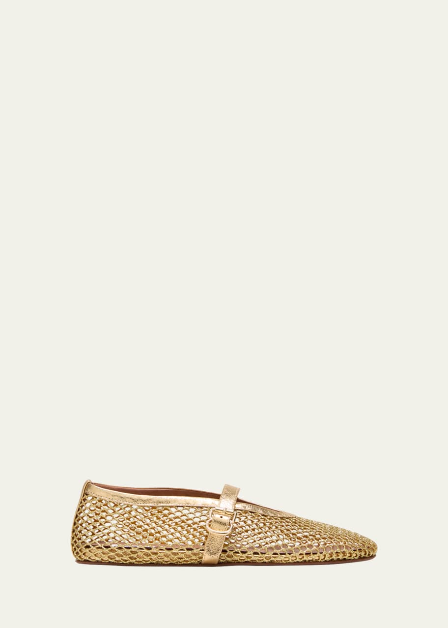 ALAIA MARY JANE SHOES IN BLACK LAMBSKIN GOLD MIX SILVER HARDWARE