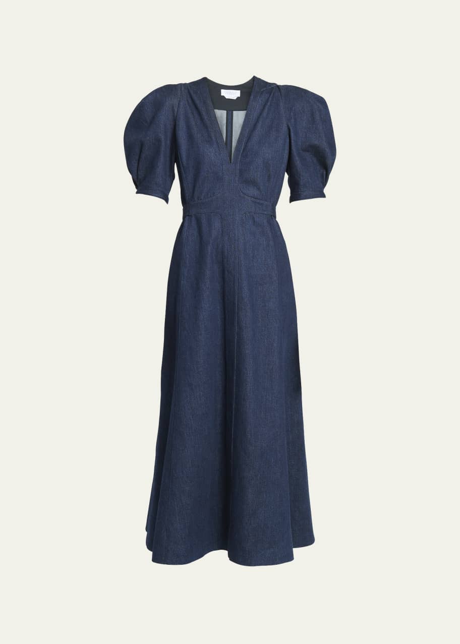 chinese dress ladies Sleeveless long flared denim dress – Sofiq