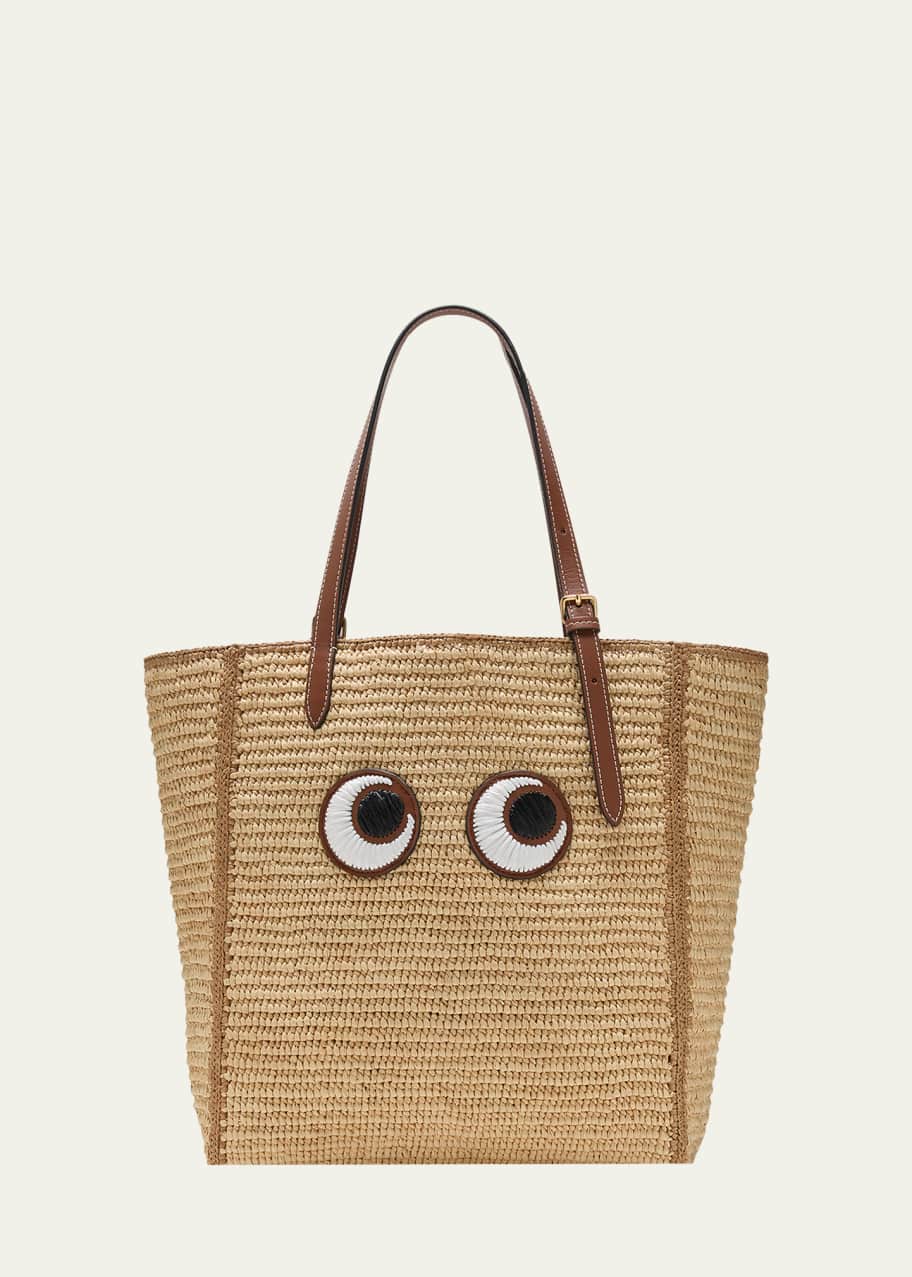 Image 1 of 1: Small Eyes Raffia Tote Bag