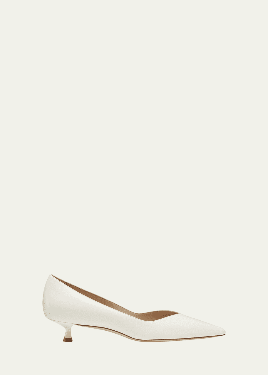 Image 1 of 1: Eva Leather Kitten-Heel Pumps