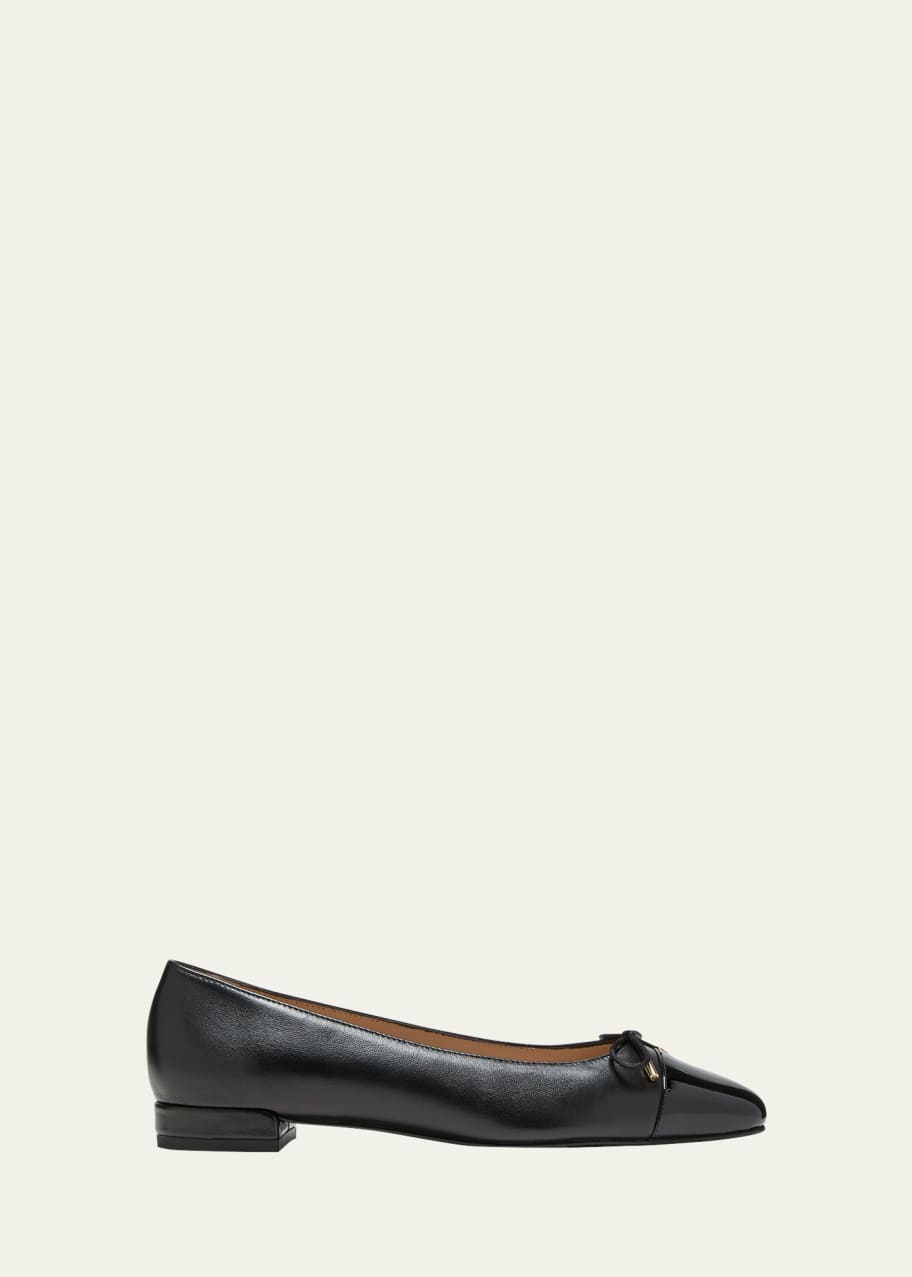Image 1 of 1: Sleek Mixed Leather Ballerina Flats