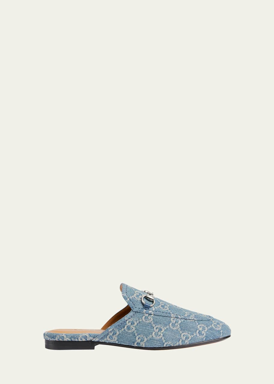 Image 1 of 1: Princetown GG Denim Loafer Mules