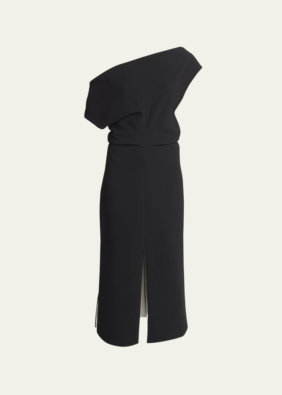 Image 1 of 1: Rosa Colorblock Off-The-Shoulder Slits-Hem Midi Dress