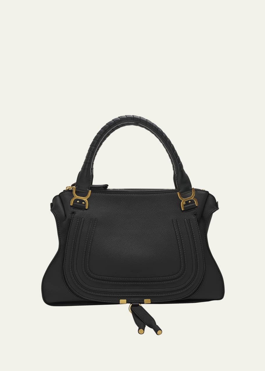 Chloe Marcie Large Double Carry Satchel in Grained Leather