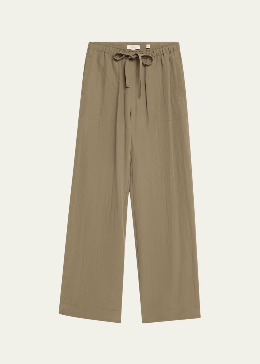 Image 1 of 1: Mid-Rise Wide-Leg Utility Drawstring Pants