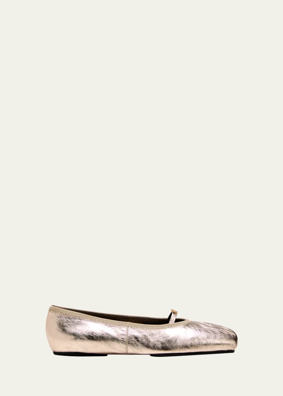 Image 1 of 1: Metallic 4G Ballerina Flats