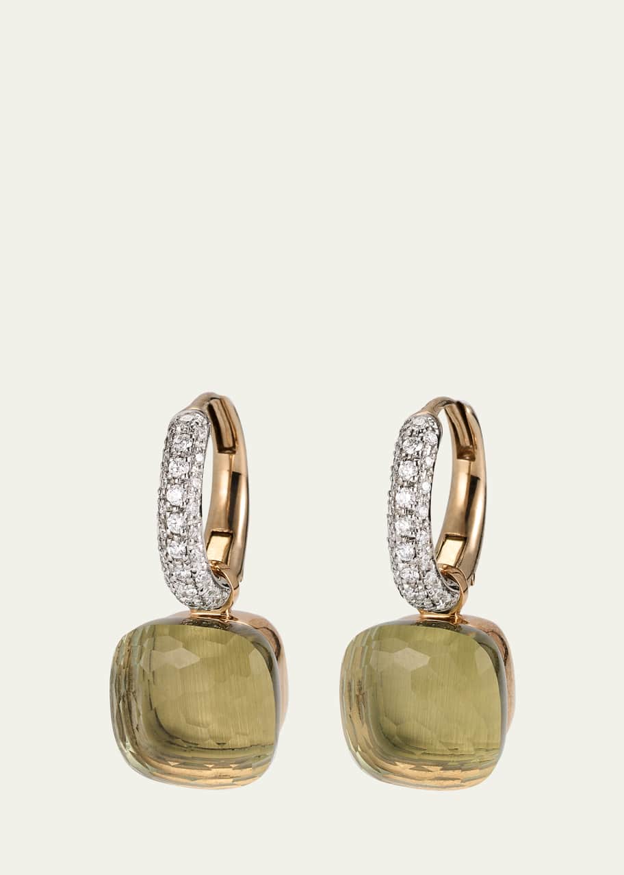 Image 1 of 1: Nudo Prasiolite Drop Earrings with Diamonds