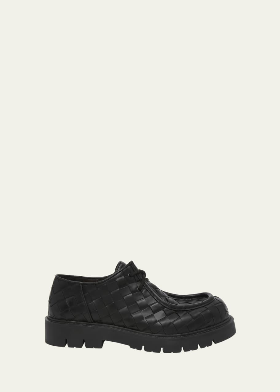 Bottega Veneta Men's Haddock Intrecciato Leather Derby Shoes