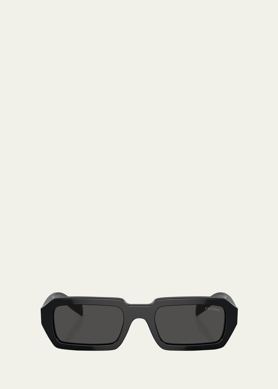 小物 PRADA Sunglasses Black Acetate Triangle Prada Triangle Logo Acetate Rectangle Sunglasses - Bergdorf Goodman