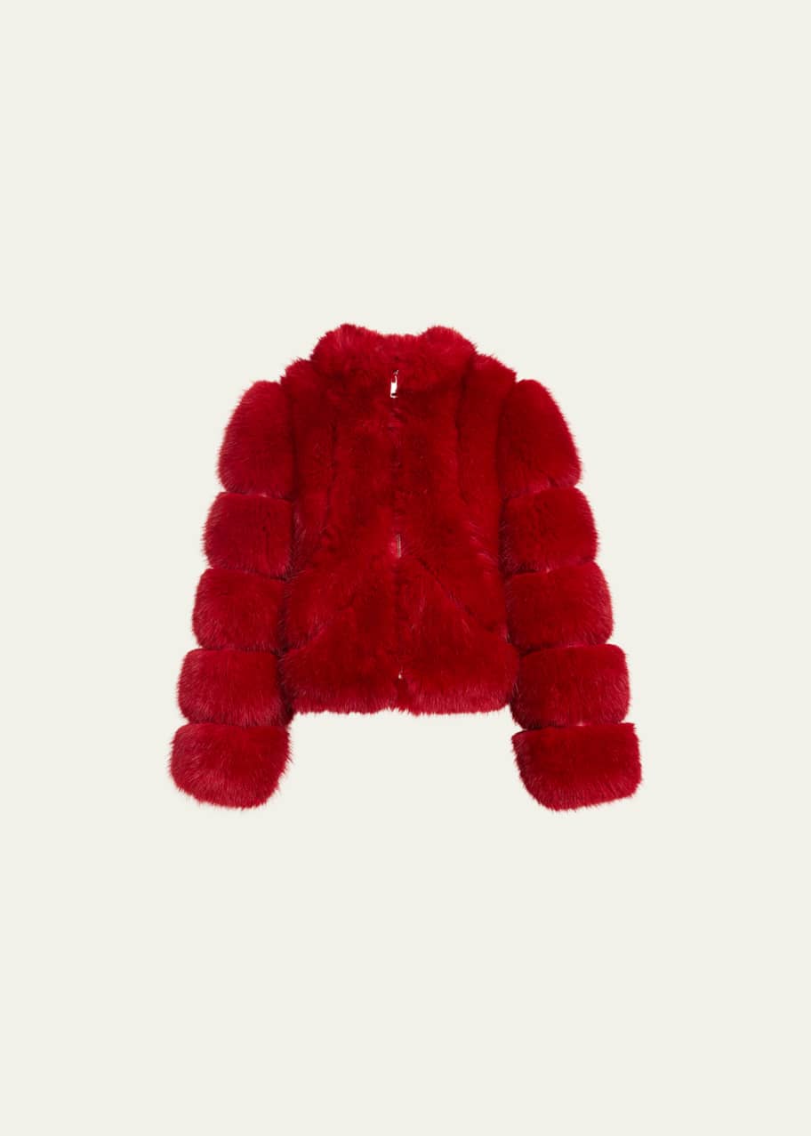 Faux Fox Fur Jacket with Removable Sleeves