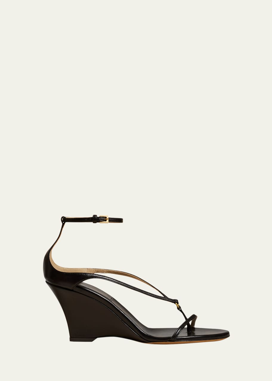 Khaite Marion Leather Thong Wedge Sandals - Bergdorf Goodman