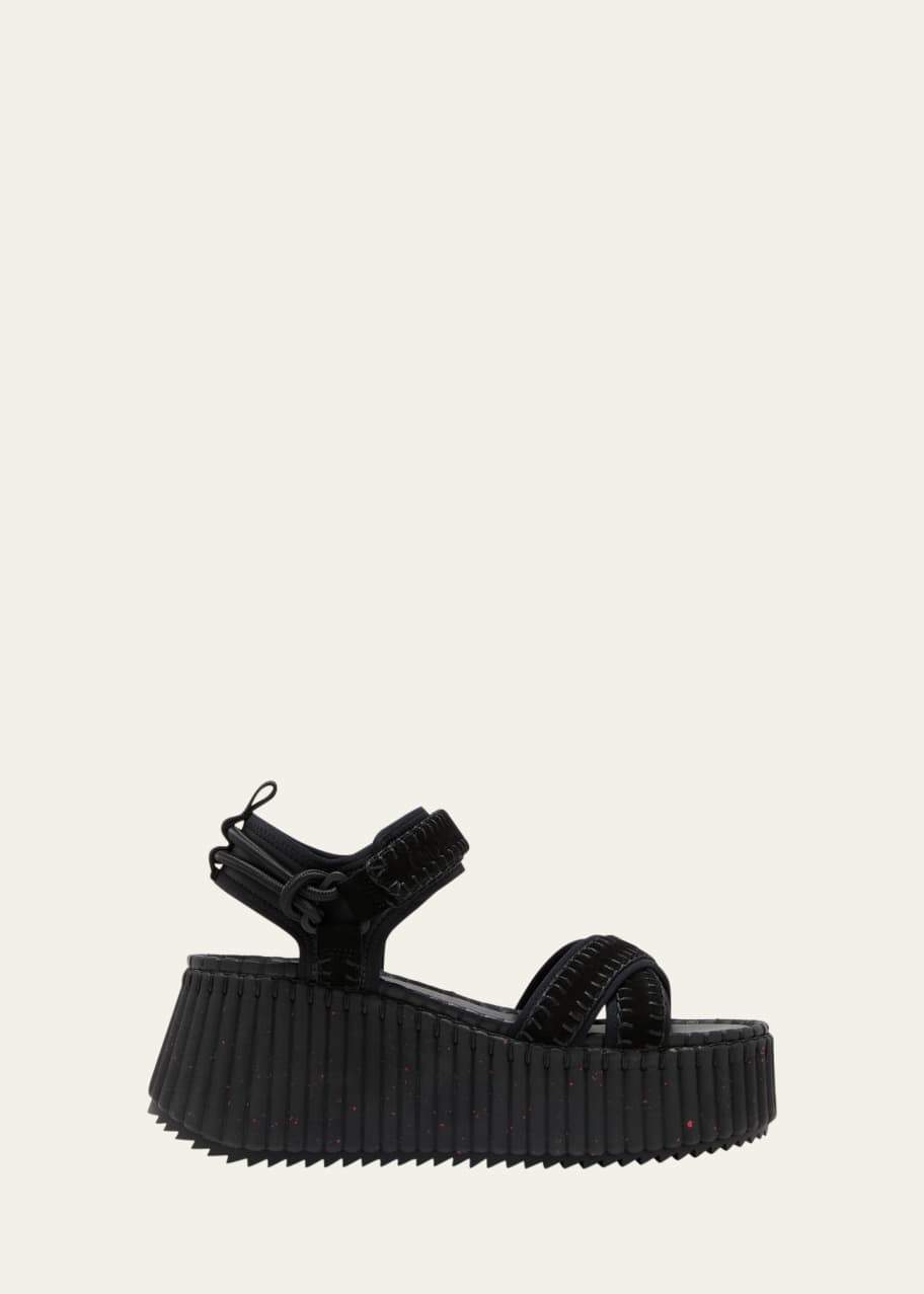 Image 1 of 1: Nama Stitch Ankle-Strap Flatform Sandals