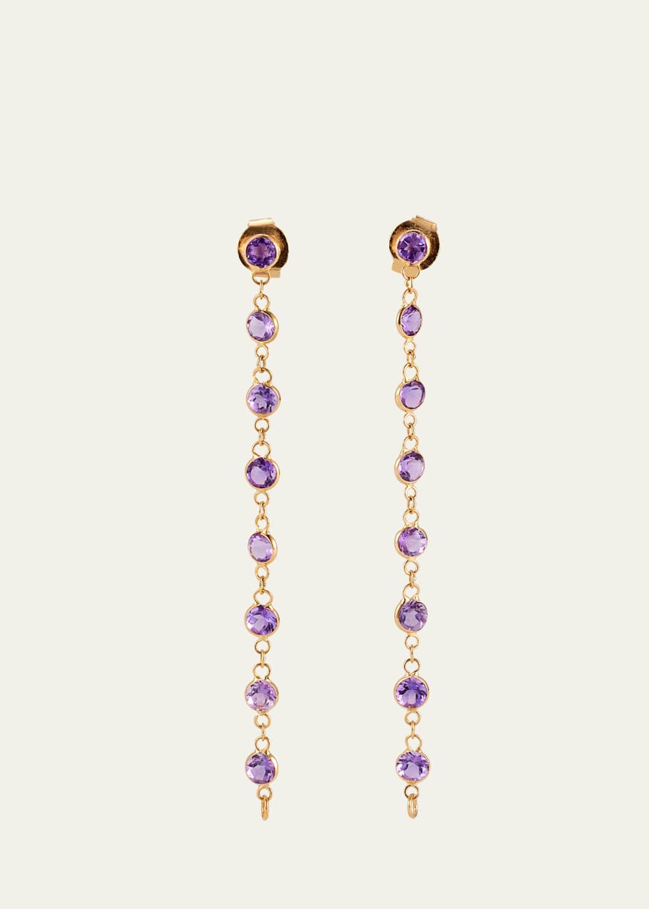 Image 1 of 1: 14k Yellow Gold Amethyst Drop Earrings
