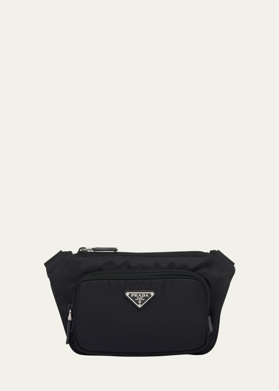 Image 1 of 1: Men's Re-Nylon and Saffiano Leather Crossbody Bag