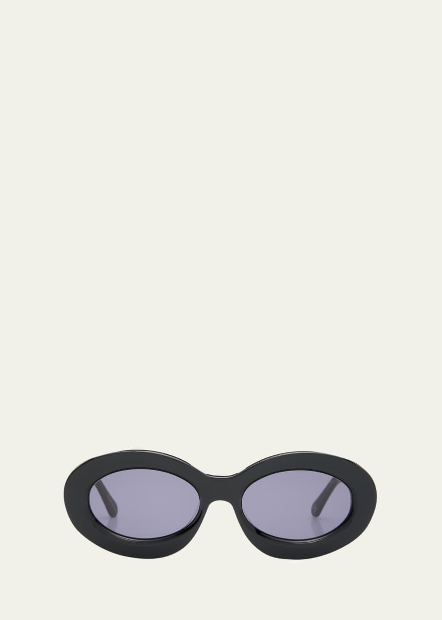 Image 1 of 1: Beveled Acetate Oval Sunglasses