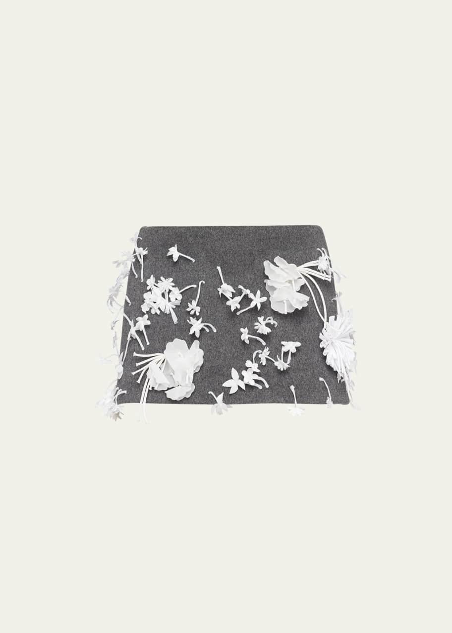 Prada Flower-Embroidered Velour Mini Skirt - Bergdorf Goodman