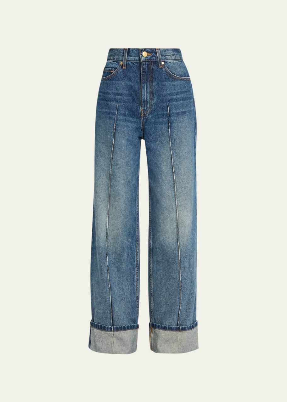 Image 1 of 1: The Genevieve Wide-Leg Denim Jeans