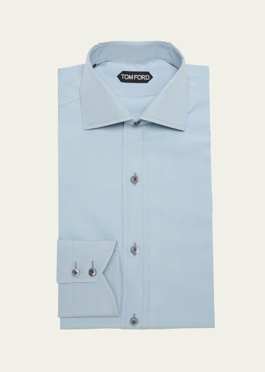 Image 1 of 1: Men's Slim Fit Solid Dress Shirt