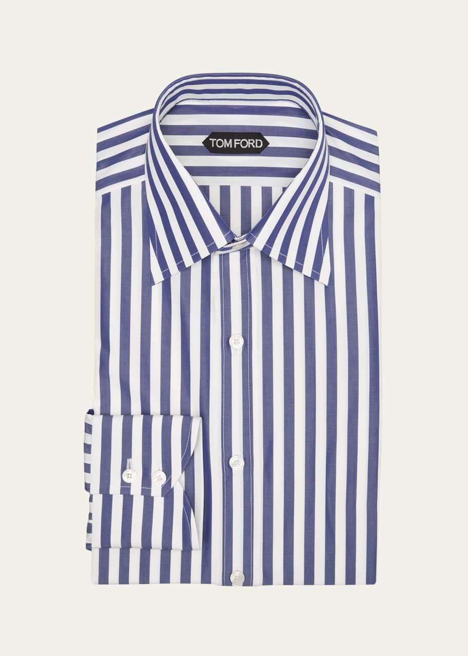 men's bengal stripe dress shirt Thomas Mason Luxury Black and White Bengal Stripe Shirt