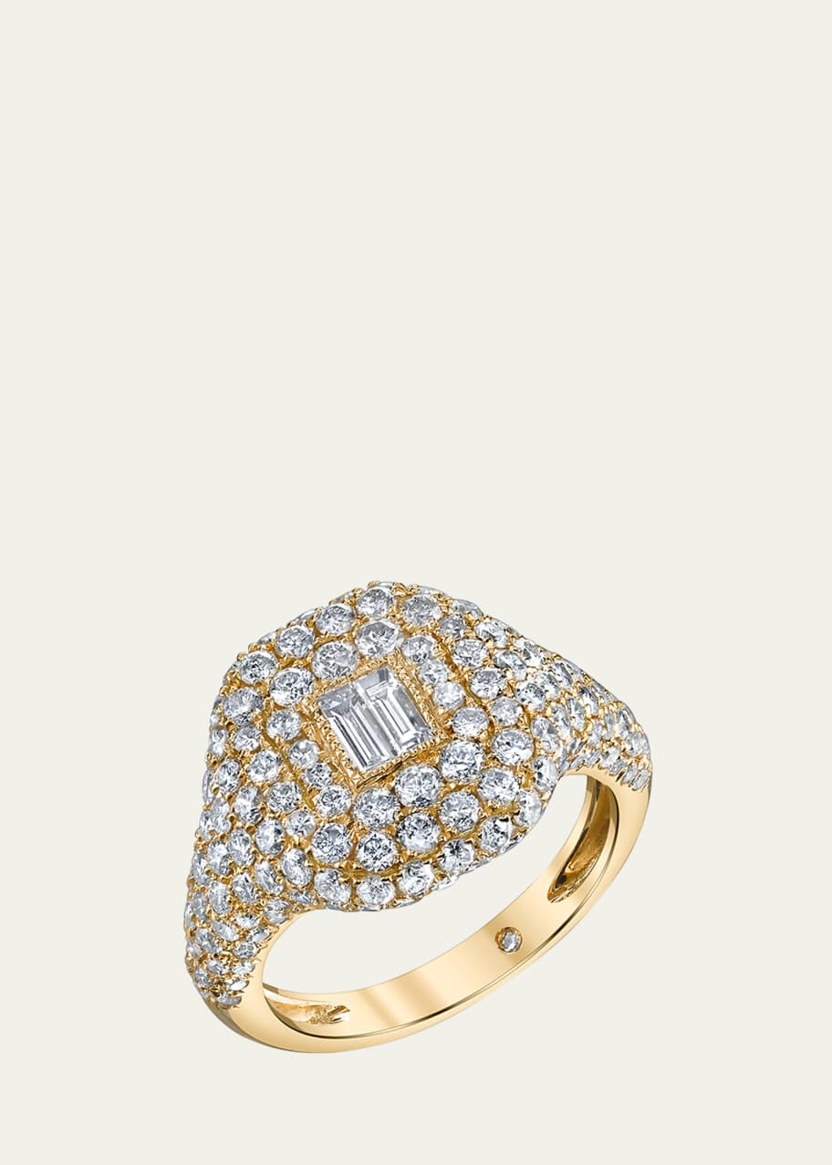 Image 1 of 1: 18K Yellow Gold Diamond Baguette Pave Ring