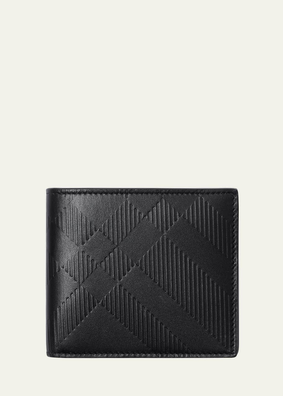 Burberry Men s Embossed Check Leather Bifold Wallet Bergdorf Goodman