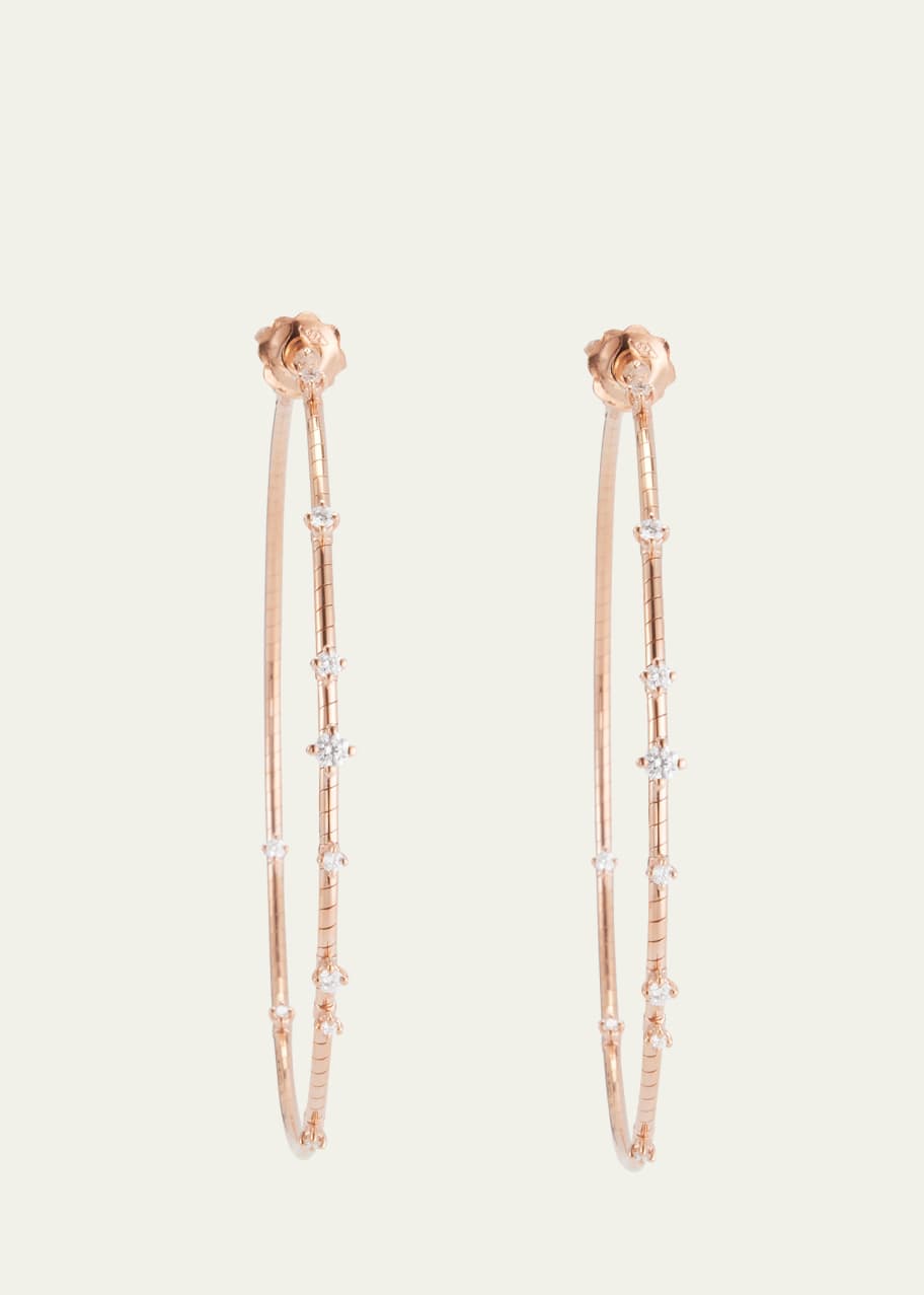 Image 1 of 1: 18K Yellow Gold 60mm Diamond Hoop Earrings