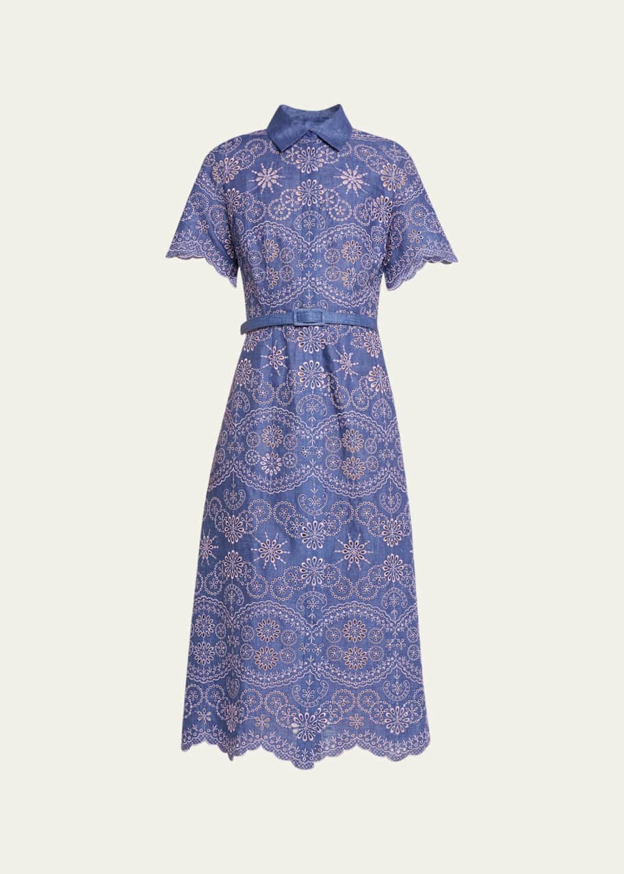 Evi Grintela Neda Eyelet Embroidered Linen Midi Shirtdress - Bergdorf  Goodman