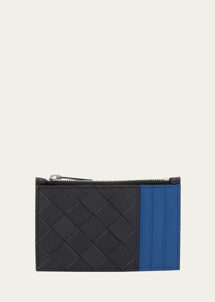 Bottega Veneta Men's Intrecciato 15 Bicolor Zip Card Case