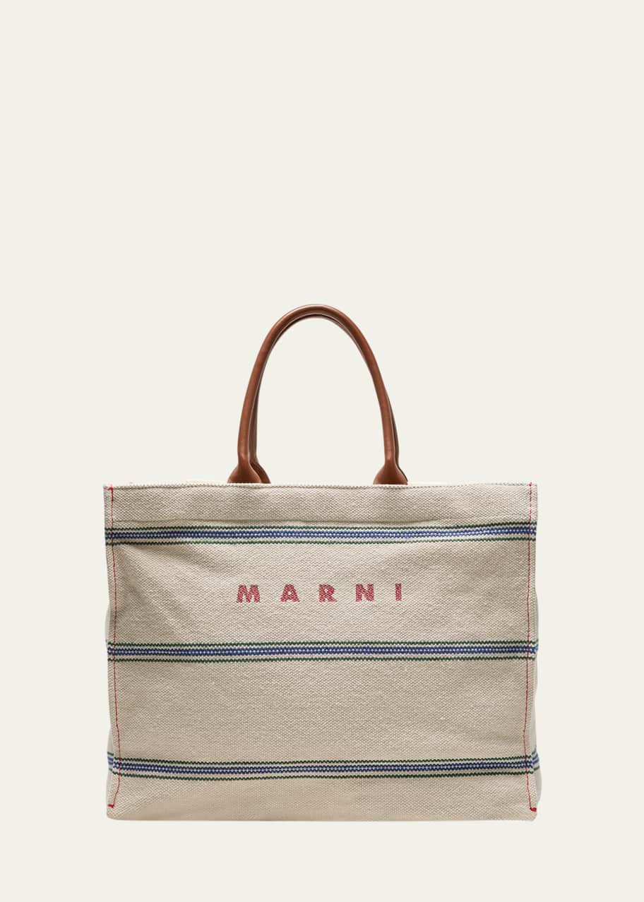 Image 1 of 1: Medium Striped Canvas Tote Bag
