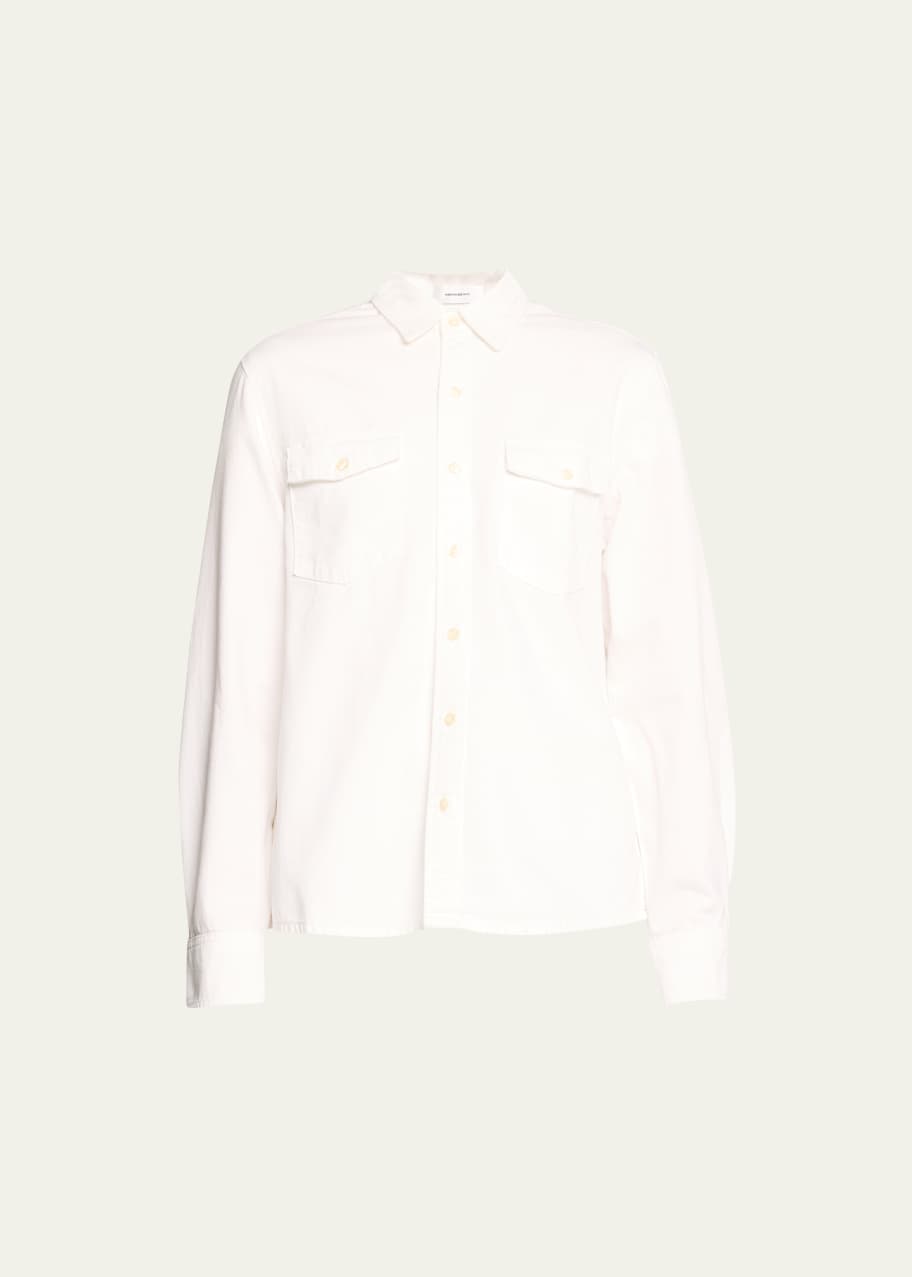 Patch Pocket Letter Embellished Denim Shirts