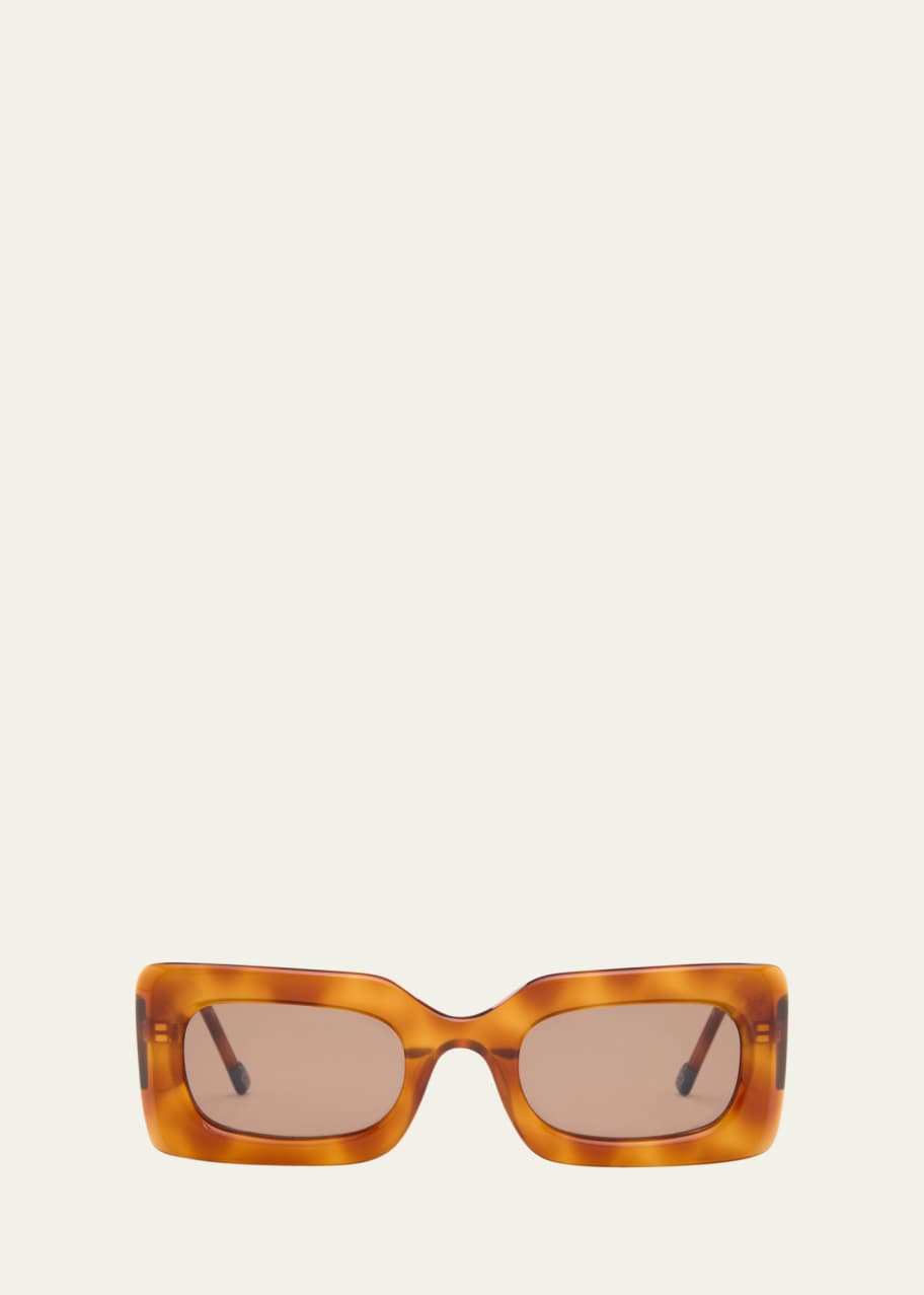 Image 1 of 1: DAMNEDEST Havana Acetate Rectangle Sunglasses