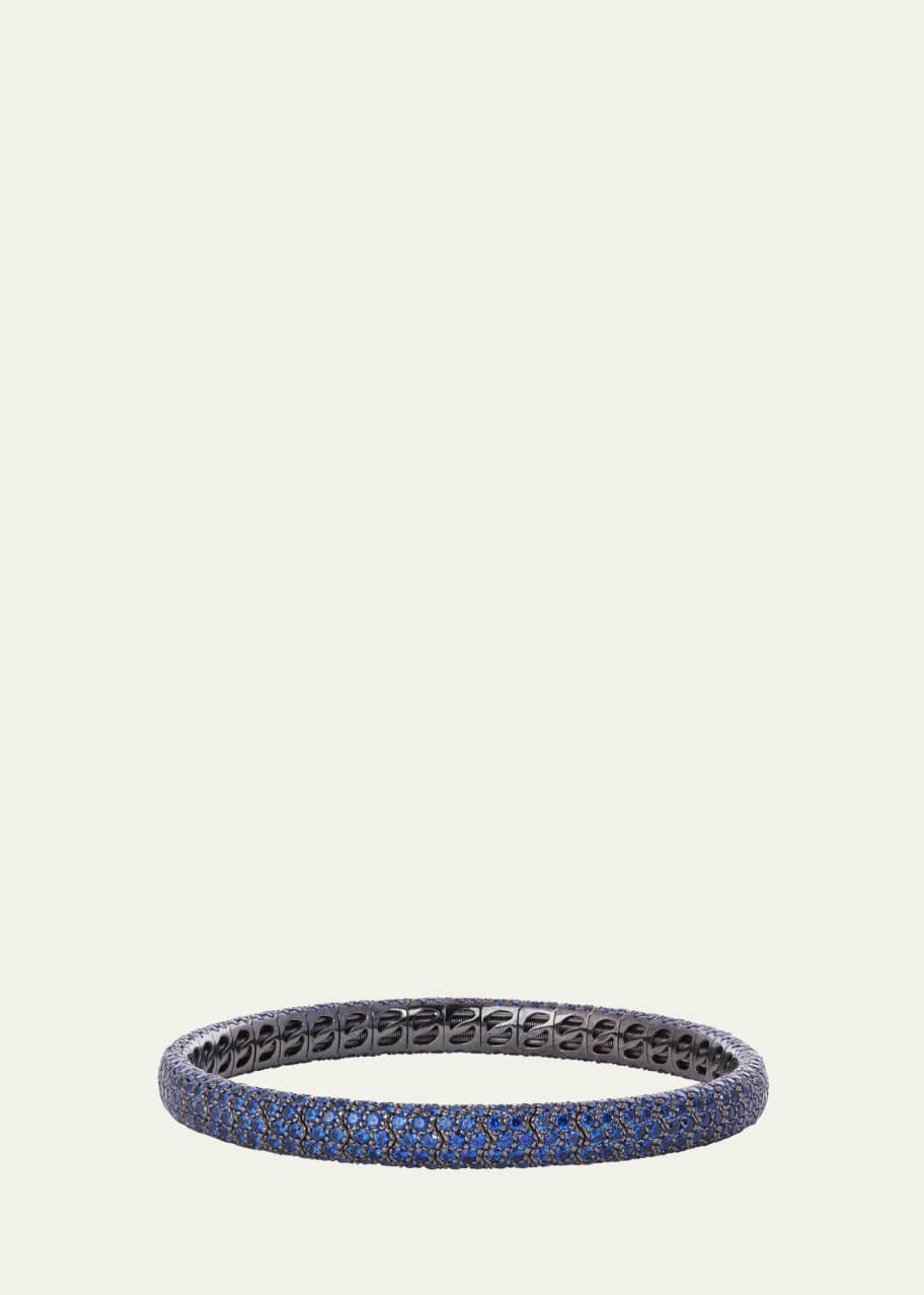 Image 1 of 1: 18K White Gold with Black Rhodium Pave Sapphire Stretch Bracelet