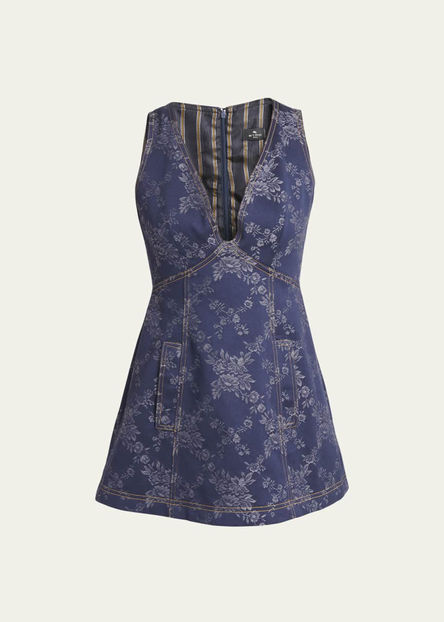 white christmas dresses Floral Denim Mini Dress with Lace-Up Back – Stylish A-Line Sundress fo –  Canary Houze