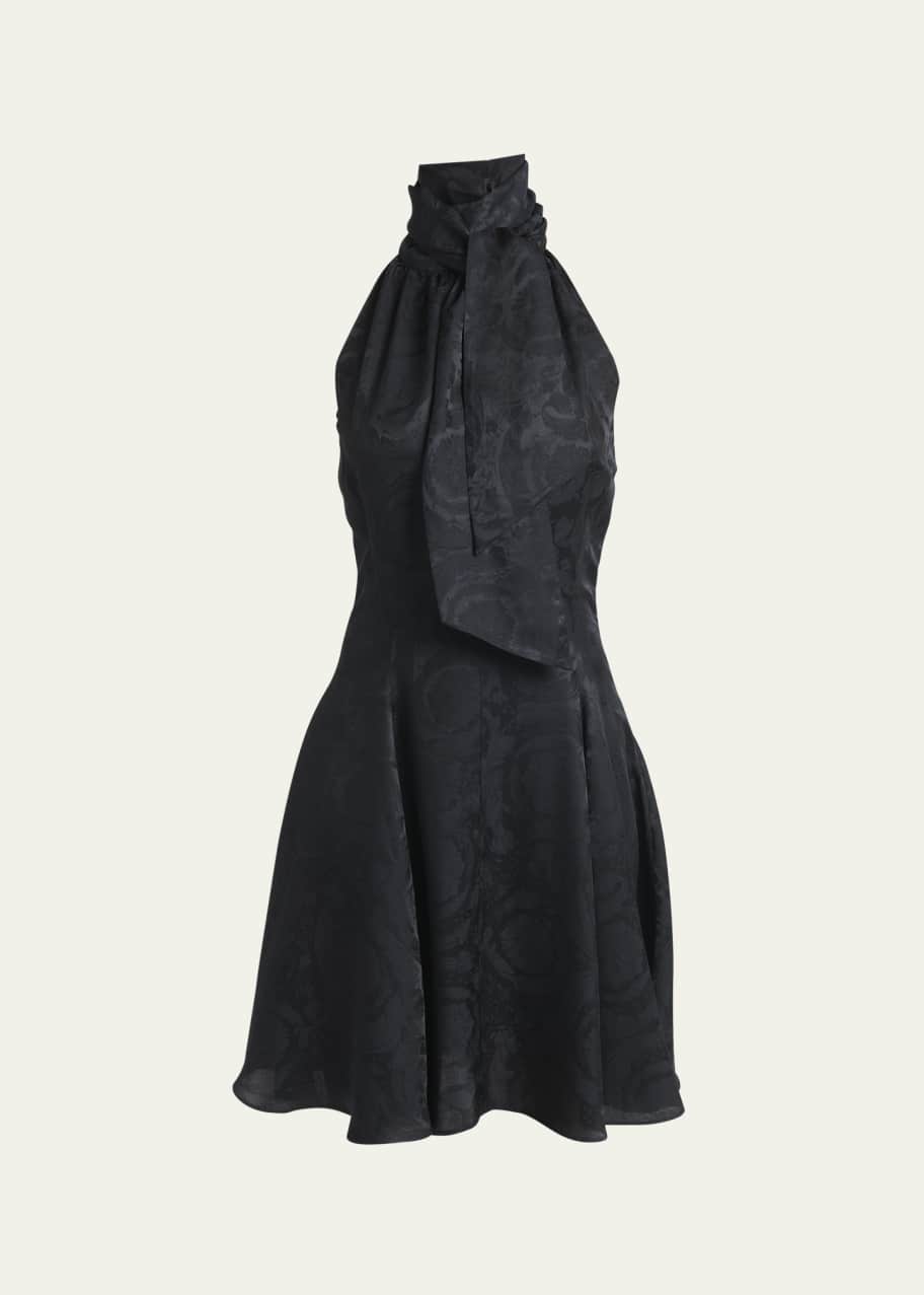Versace Baroque-Print Tie-Neck Sleeveless Mini Dress - Bergdorf Goodman