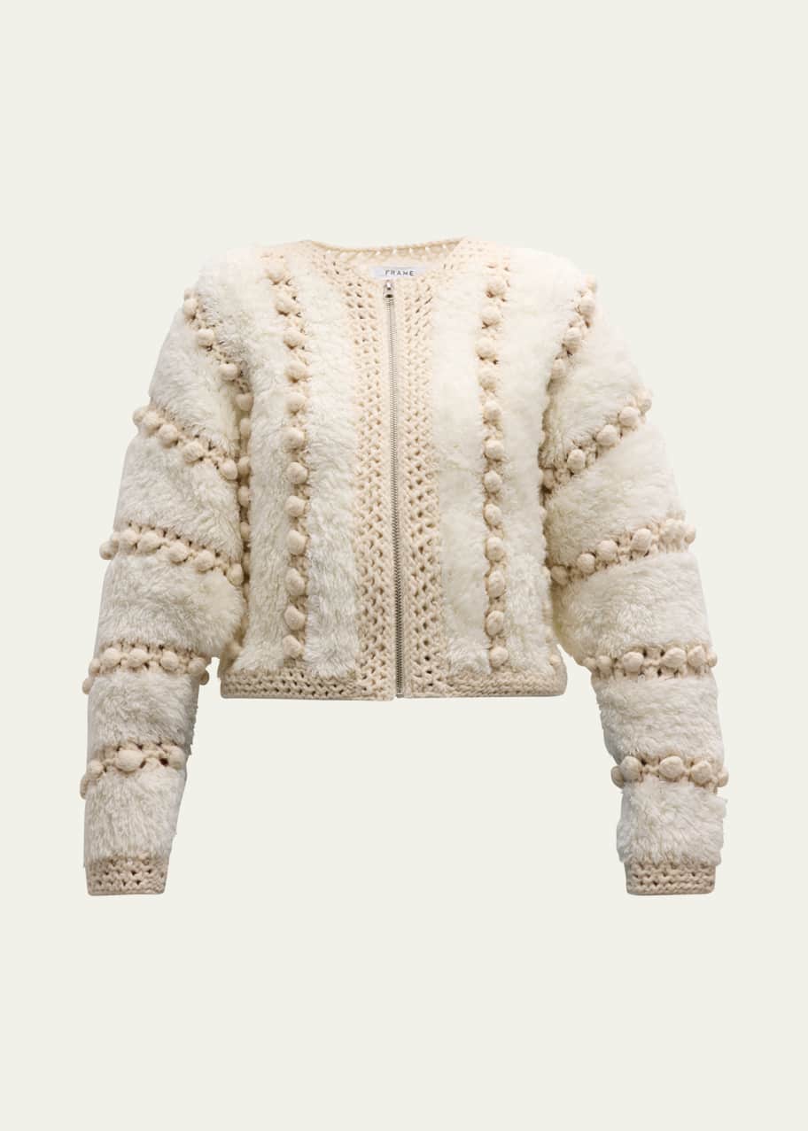 Zip Front Pom Pom Cardigan