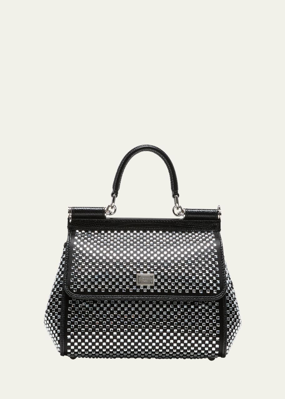 Image 1 of 1: Sicily Small Crystal Satin Top-Handle Bag
