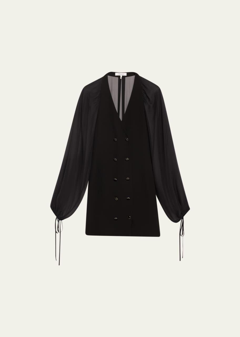 Saint Laurent Sheer Tie-Neck Blouse - Bergdorf Goodman