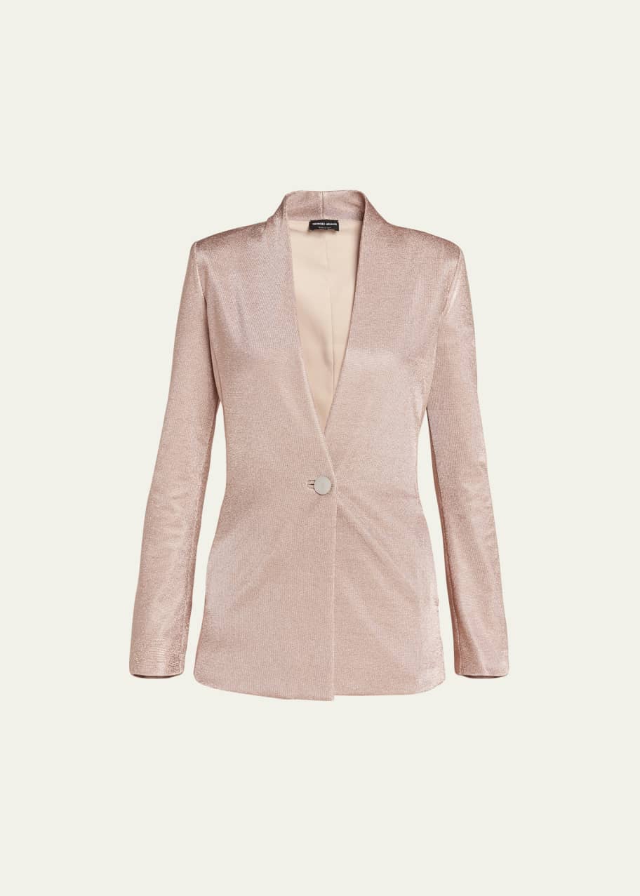 Image 1 of 1: Metallic Bonded Jersey One-Button Blazer