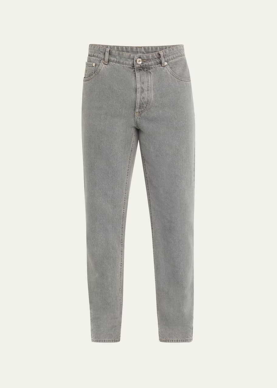 デニム・ジーパン BRUNELLO CUCINELLI GREY COTTON DENIM JEANS Greyscale denim trousers for Man in Dark Grey | Brunello