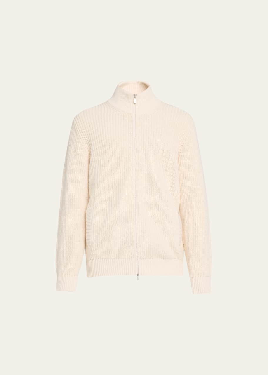 Image 1 of 1: Men's Ribbed Full-Zip Sweater