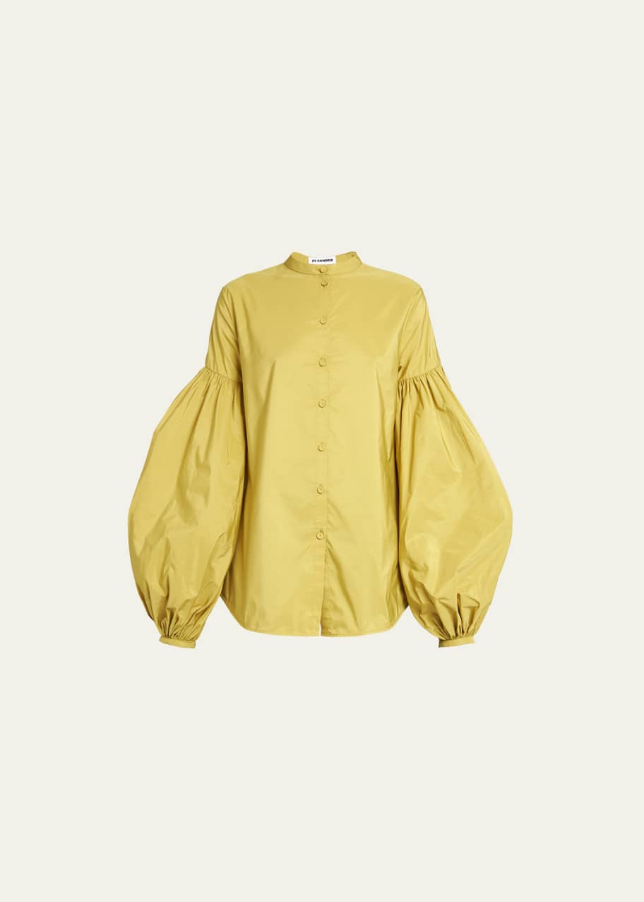 Jil Sander Puff-Sleeve Taffeta Blouse - Bergdorf Goodman