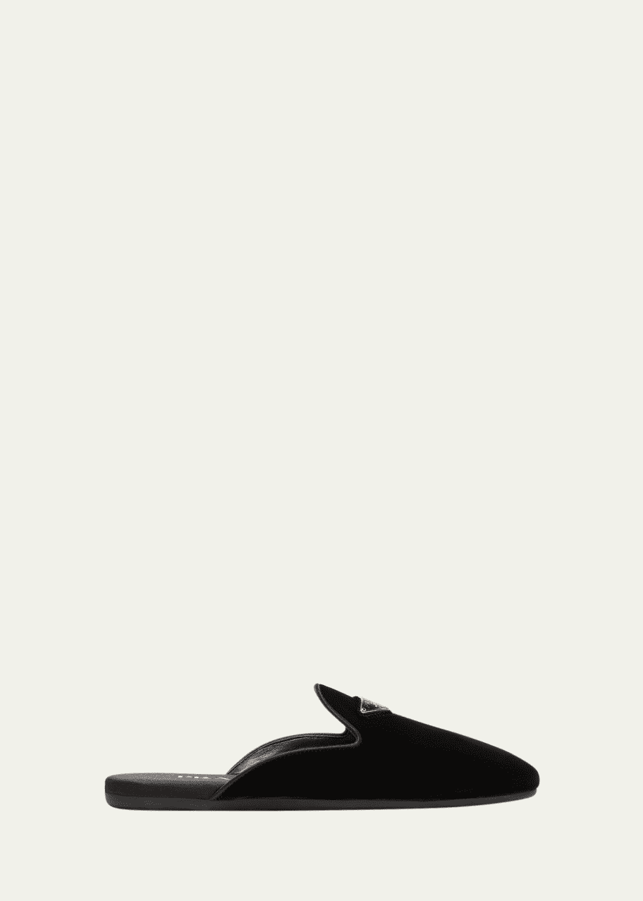 Prada Velvet Logo Slipper Mules Bergdorf Goodman